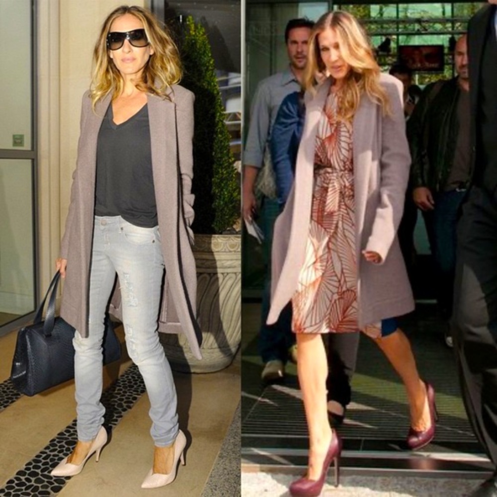 L’AGENCE Wool Taupe Blazer/Coat - As seen on Sarah Jessica Parker